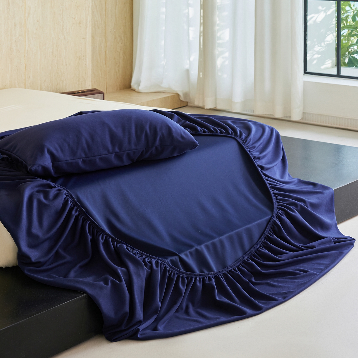 91家纺网 家纺一手货源 找家纺 （总）莱福仕 2026新款酣睡星球深蓝床笠单品床笠床笠单件1.0-场景二