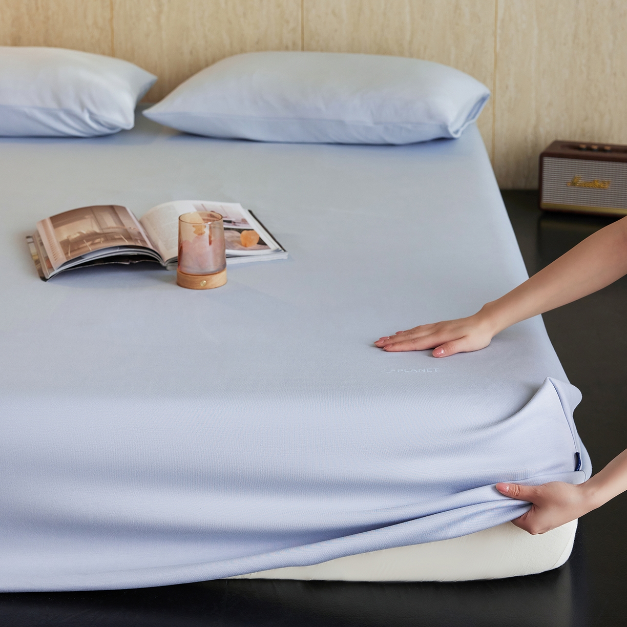 91家纺网 家纺一手货源 找家纺 （总）莱福仕 2026新款酣睡星球深蓝床笠单品床笠床笠单件1.0-场景二