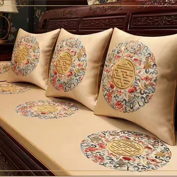 91家纺网 家纺一手货源 找家纺 （总）多米家居 2026新款红木定制-高精密刺绣坐垫、抱枕、桌旗（2-3天货期，定制尺寸联系商家）
