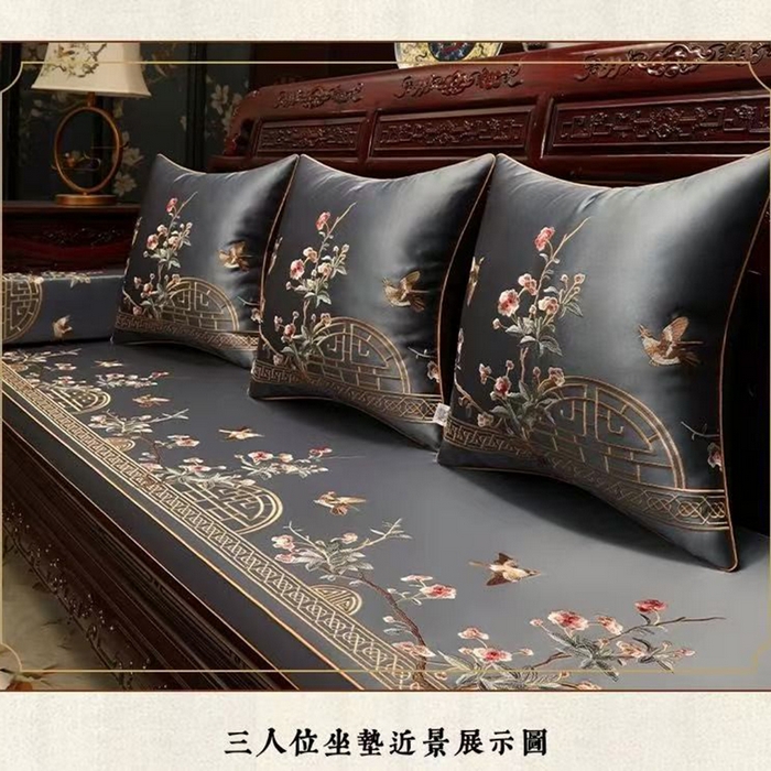 91家纺网 家纺一手货源 找家纺 （总）多米家居 2026新款红木定制-高精密刺绣坐垫、抱枕、桌旗（2-3天货期，定制尺寸联系商家）