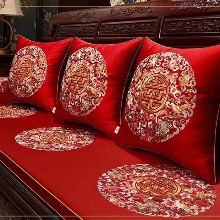 91家纺网 家纺一手货源 找家纺 （总）多米家居 2026新款红木定制-高精密刺绣坐垫、抱枕、桌旗（2-3天货期，定制尺寸联系商家）