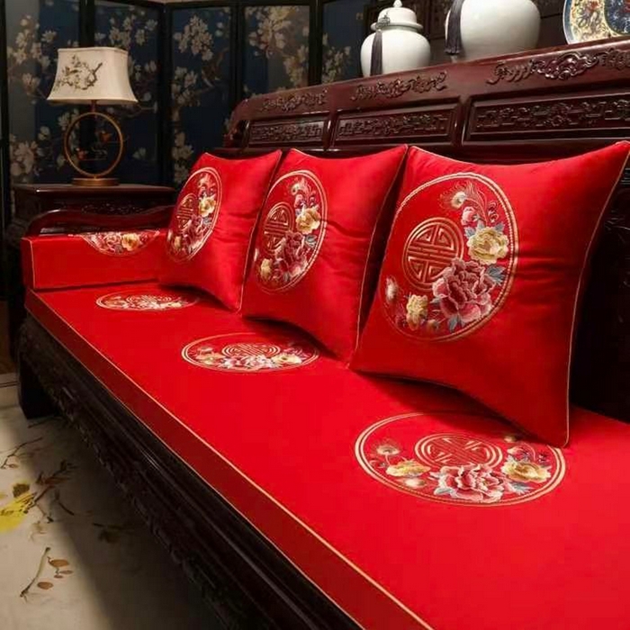 91家纺网 家纺一手货源 找家纺 （总）多米家居 2026新款红木定制-高精密刺绣坐垫、抱枕、桌旗（2-3天货期，定制尺寸联系商家）