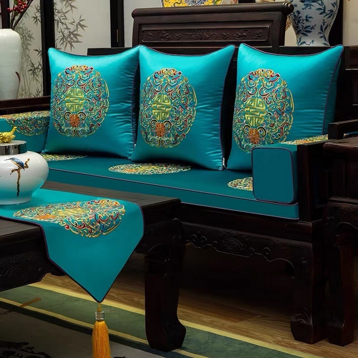 91家纺网 家纺一手货源 找家纺 （总）多米家居 2026新款红木定制-高精密刺绣坐垫、抱枕、桌旗（2-3天货期，定制尺寸联系商家）