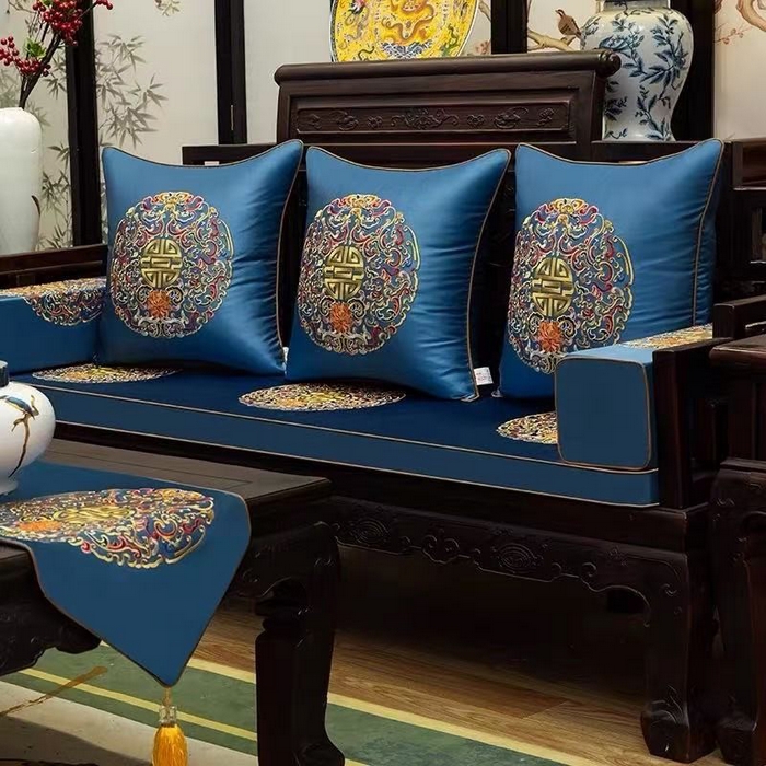 91家纺网 家纺一手货源 找家纺 （总）多米家居 2026新款红木定制-高精密刺绣坐垫、抱枕、桌旗（2-3天货期，定制尺寸联系商家）