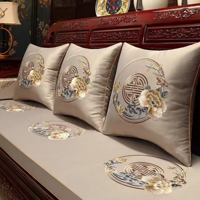 91家纺网 家纺一手货源 找家纺 （总）多米家居 2026新款红木定制-高精密刺绣坐垫、抱枕、桌旗（2-3天货期，定制尺寸联系商家）