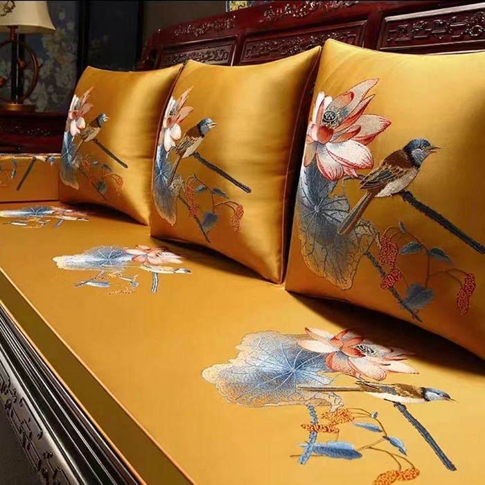 91家纺网 家纺一手货源 找家纺 （总）多米家居 2026新款红木定制-高精密刺绣坐垫、抱枕、桌旗（2-3天货期，定制尺寸联系商家）