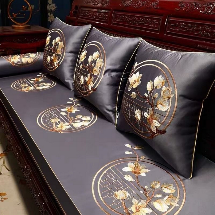 91家纺网 家纺一手货源 找家纺 （总）多米家居 2026新款红木定制-高精密刺绣坐垫、抱枕、桌旗（2-3天货期，定制尺寸联系商家）