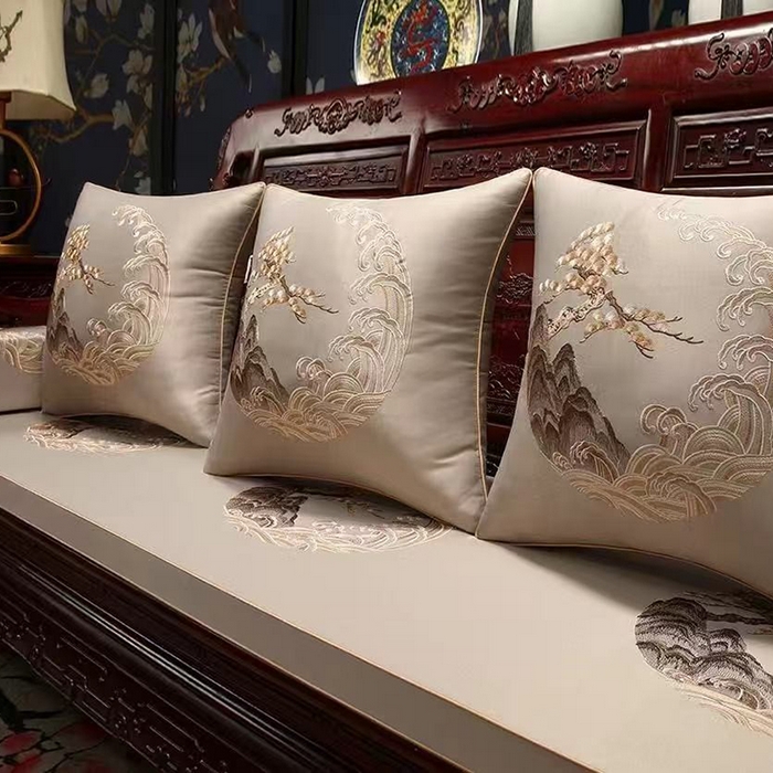 91家纺网 家纺一手货源 找家纺 （总）多米家居 2026新款红木定制-高精密刺绣坐垫、抱枕、桌旗（2-3天货期，定制尺寸联系商家）