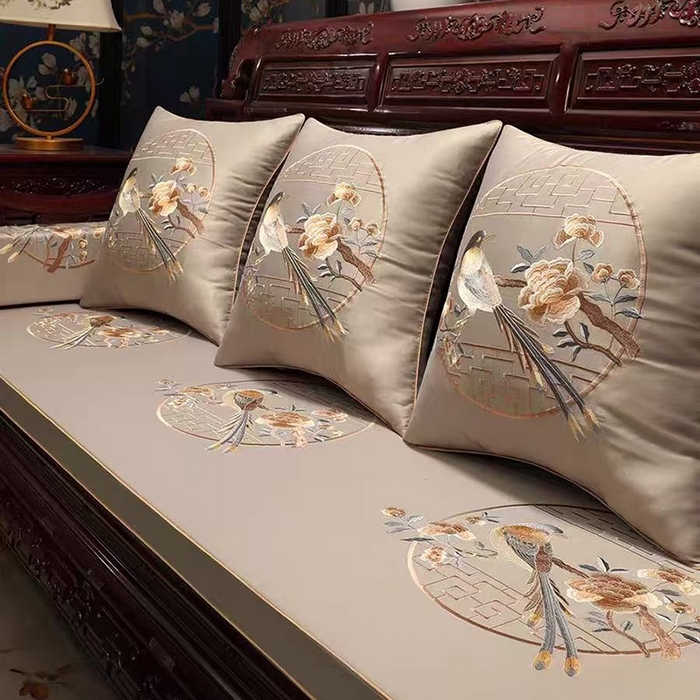 91家纺网 家纺一手货源 找家纺 （总）多米家居 2026新款红木定制-高精密刺绣坐垫、抱枕、桌旗（2-3天货期，定制尺寸联系商家）