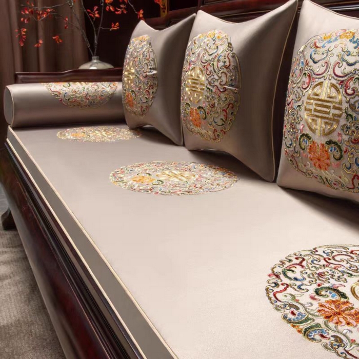 91家纺网 家纺一手货源 找家纺 （总）多米家居 2026新款红木定制-高精密刺绣坐垫、抱枕、桌旗（2-3天货期，定制尺寸联系商家）