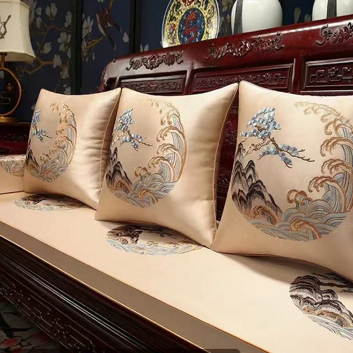 91家纺网 家纺一手货源 找家纺 （总）多米家居 2026新款红木定制-高精密刺绣坐垫、抱枕、桌旗（2-3天货期，定制尺寸联系商家）