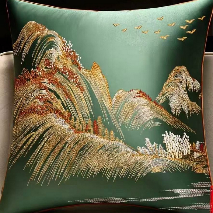 91家纺网 家纺一手货源 找家纺 （总）多米家居 2026新款红木定制-高精密刺绣坐垫、抱枕、桌旗（2-3天货期，定制尺寸联系商家）