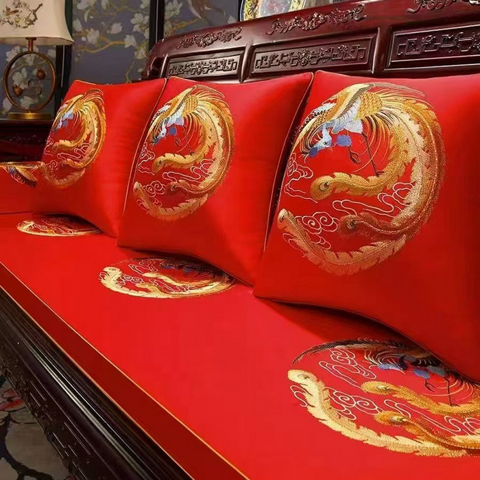 91家纺网 家纺一手货源 找家纺 （总）多米家居 2026新款红木定制-高精密刺绣坐垫、抱枕、桌旗（2-3天货期，定制尺寸联系商家）