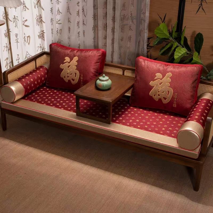 91家纺网 家纺一手货源 找家纺 （总）多米家居 2026新款红木定制-高精密刺绣坐垫、抱枕、桌旗（2-3天货期，定制尺寸联系商家）
