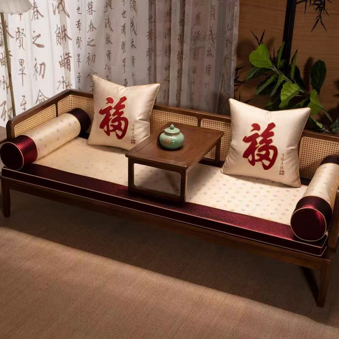 91家纺网 家纺一手货源 找家纺 （总）多米家居 2026新款红木定制-高精密刺绣坐垫、抱枕、桌旗（2-3天货期，定制尺寸联系商家）