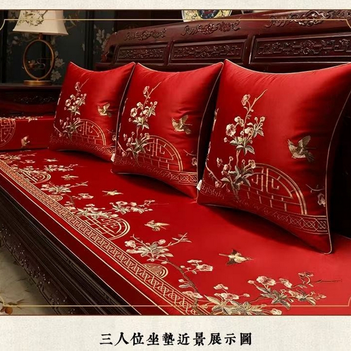 91家纺网 家纺一手货源 找家纺 （总）多米家居 2026新款红木定制-高精密刺绣坐垫、抱枕、桌旗（2-3天货期，定制尺寸联系商家）