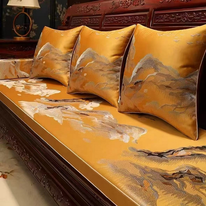 91家纺网 家纺一手货源 找家纺 （总）多米家居 2026新款红木定制-高精密刺绣坐垫、抱枕、桌旗（2-3天货期，定制尺寸联系商家）