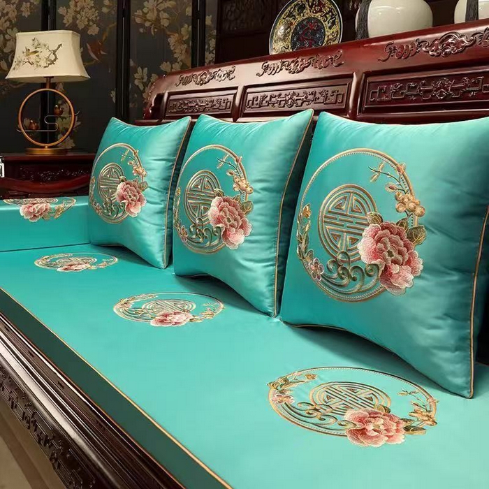 91家纺网 家纺一手货源 找家纺 （总）多米家居 2026新款红木定制-高精密刺绣坐垫、抱枕、桌旗（2-3天货期，定制尺寸联系商家）