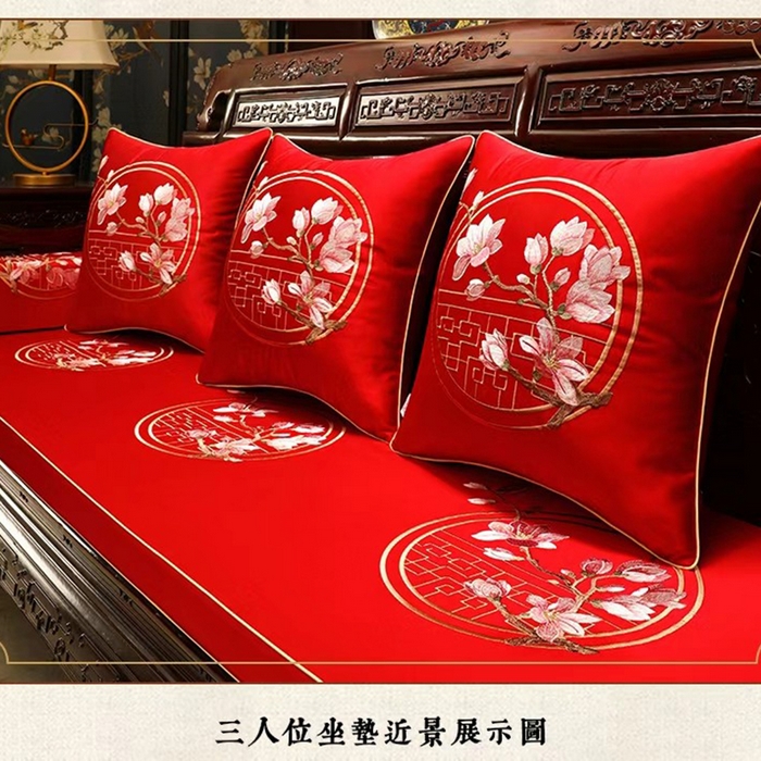 91家纺网 家纺一手货源 找家纺 （总）多米家居 2026新款红木定制-高精密刺绣坐垫、抱枕、桌旗（2-3天货期，定制尺寸联系商家）