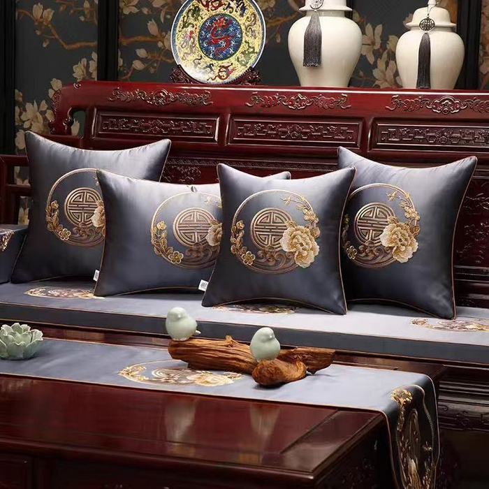 91家纺网 家纺一手货源 找家纺 （总）多米家居 2026新款红木定制-高精密刺绣坐垫、抱枕、桌旗（2-3天货期，定制尺寸联系商家）