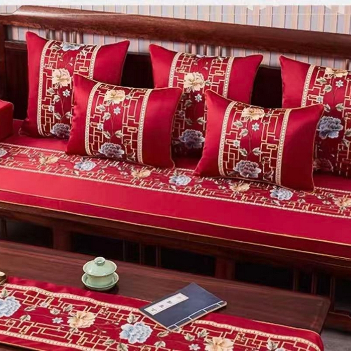 91家纺网 家纺一手货源 找家纺 （总）多米家居 2026新款红木定制-高精密刺绣坐垫、抱枕、桌旗（2-3天货期，定制尺寸联系商家）