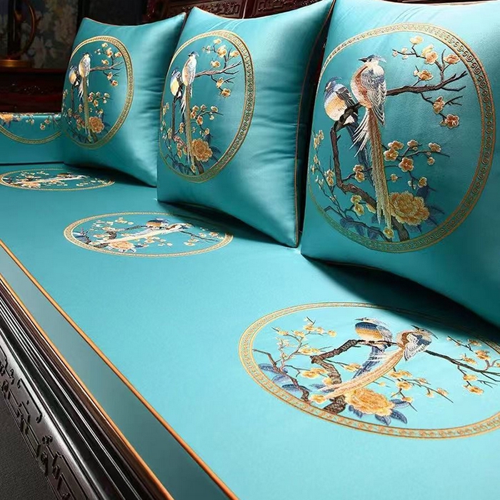 91家纺网 家纺一手货源 找家纺 （总）多米家居 2026新款红木定制-高精密刺绣坐垫、抱枕、桌旗（2-3天货期，定制尺寸联系商家）