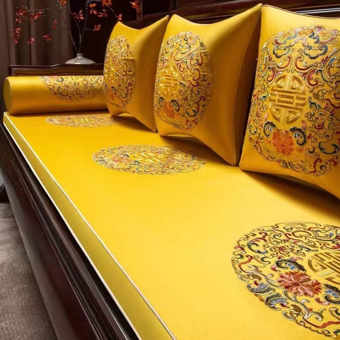 91家纺网 家纺一手货源 找家纺 （总）多米家居 2026新款红木定制-高精密刺绣坐垫、抱枕、桌旗（2-3天货期，定制尺寸联系商家）