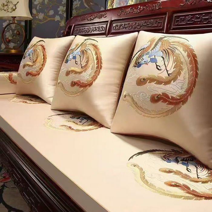 91家纺网 家纺一手货源 找家纺 （总）多米家居 2026新款红木定制-高精密刺绣坐垫、抱枕、桌旗（2-3天货期，定制尺寸联系商家）