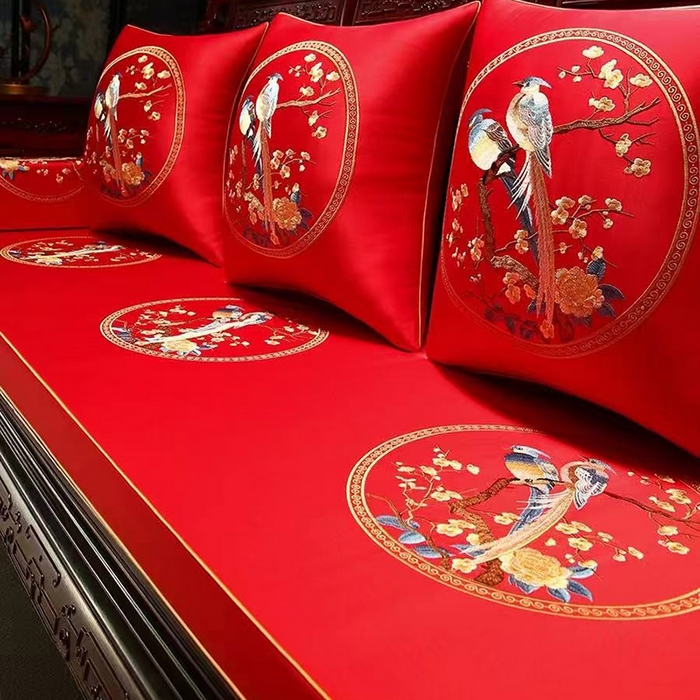 91家纺网 家纺一手货源 找家纺 （总）多米家居 2026新款红木定制-高精密刺绣坐垫、抱枕、桌旗（2-3天货期，定制尺寸联系商家）