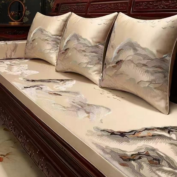 91家纺网 家纺一手货源 找家纺 （总）多米家居 2026新款红木定制-高精密刺绣坐垫、抱枕、桌旗（2-3天货期，定制尺寸联系商家）