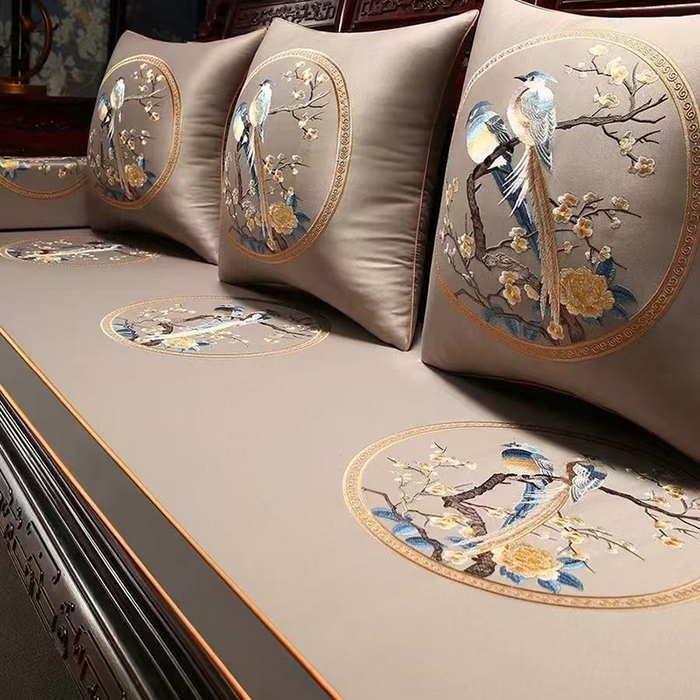 91家纺网 家纺一手货源 找家纺 （总）多米家居 2026新款红木定制-高精密刺绣坐垫、抱枕、桌旗（2-3天货期，定制尺寸联系商家）