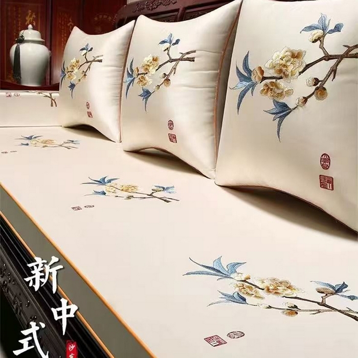 91家纺网 家纺一手货源 找家纺 （总）多米家居 2026新款红木定制-高精密刺绣坐垫、抱枕、桌旗（2-3天货期，定制尺寸联系商家）