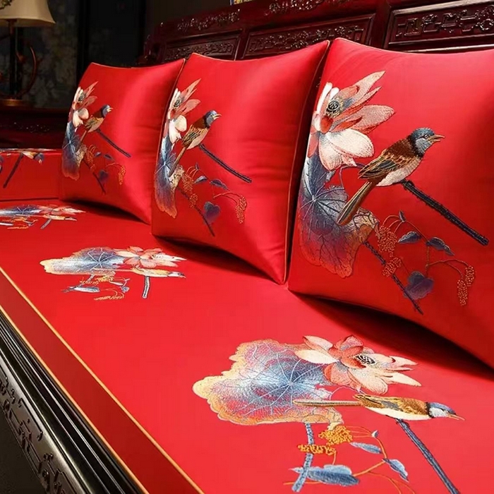 91家纺网 家纺一手货源 找家纺 （总）多米家居 2026新款红木定制-高精密刺绣坐垫、抱枕、桌旗（2-3天货期，定制尺寸联系商家）