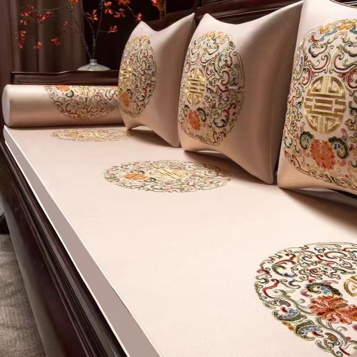 91家纺网 家纺一手货源 找家纺 （总）多米家居 2026新款红木定制-高精密刺绣坐垫、抱枕、桌旗（2-3天货期，定制尺寸联系商家）