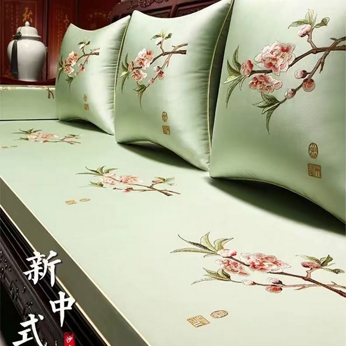 91家纺网 家纺一手货源 找家纺 （总）多米家居 2026新款红木定制-高精密刺绣坐垫、抱枕、桌旗（2-3天货期，定制尺寸联系商家）