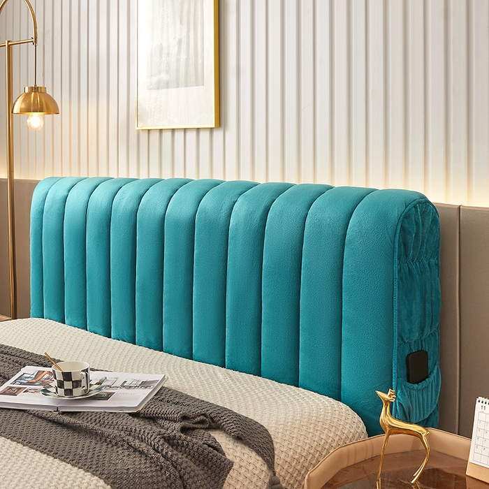 91家纺网 家纺一手货源 找家纺 情恒家纺 2026新款立体防撞双面加厚床头罩条形款 条形款 翠绿