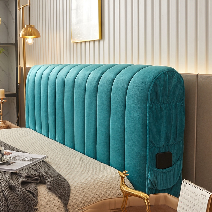 91家纺网 家纺一手货源 找家纺 情恒家纺 2026新款立体防撞双面加厚床头罩条形款 条形款 翠绿