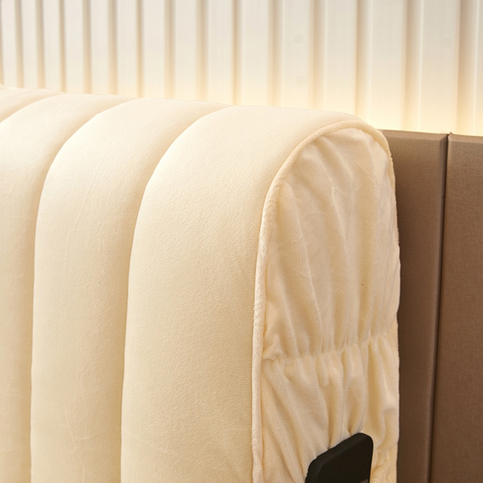 91家纺网 家纺一手货源 找家纺 情恒家纺 2026新款立体防撞双面加厚床头罩条形款 条形款 奶白