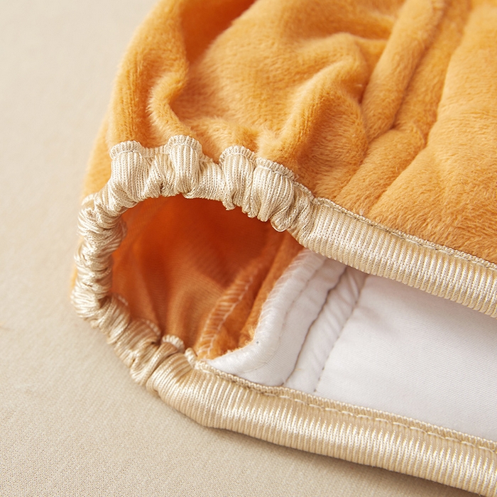 91家纺网 家纺一手货源 找家纺 情恒家纺 2026新款立体防撞双面加厚床头罩条形款 条形款 暖杏