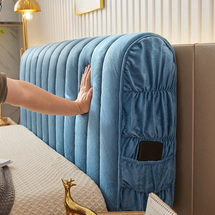 91家纺网 家纺一手货源 找家纺 情恒家纺 2026新款立体防撞双面加厚床头罩条形款 条形款 雾兰