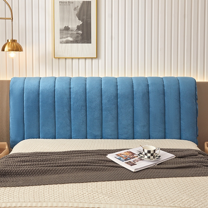 91家纺网 家纺一手货源 找家纺 情恒家纺 2026新款立体防撞双面加厚床头罩条形款 条形款 雾兰