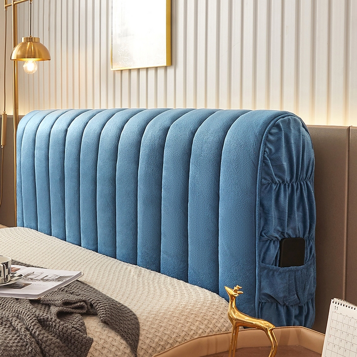 91家纺网 家纺一手货源 找家纺 情恒家纺 2026新款立体防撞双面加厚床头罩条形款 条形款 雾兰