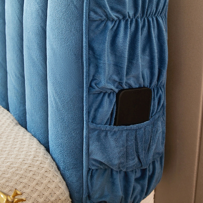 91家纺网 家纺一手货源 找家纺 情恒家纺 2026新款立体防撞双面加厚床头罩条形款 条形款 雾兰