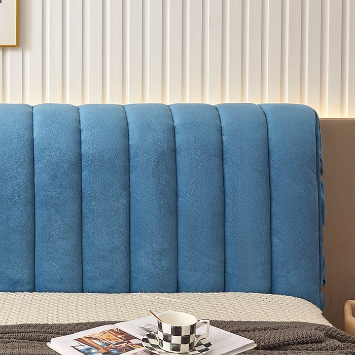 91家纺网 家纺一手货源 找家纺 情恒家纺 2026新款立体防撞双面加厚床头罩条形款 条形款 雾兰