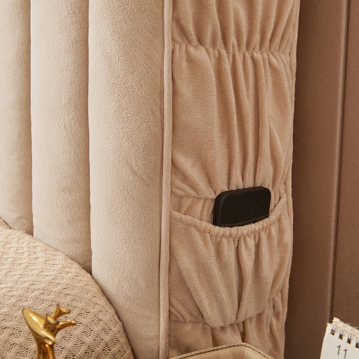 91家纺网 家纺一手货源 找家纺 情恒家纺 2026新款立体防撞双面加厚床头罩条形款 条形款 香槟