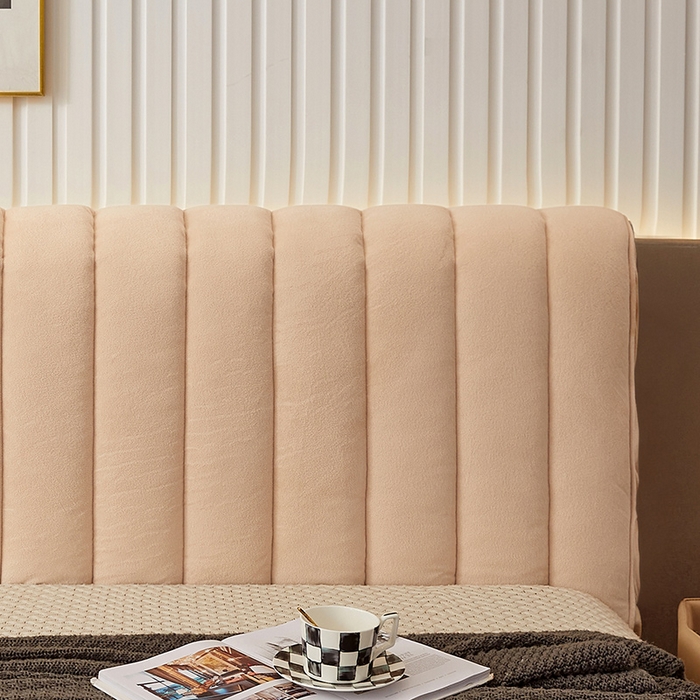 91家纺网 家纺一手货源 找家纺 情恒家纺 2026新款立体防撞双面加厚床头罩条形款 条形款 香槟