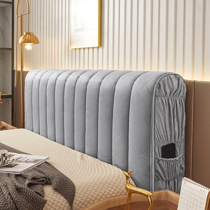 情恒家纺 2026新款立体防撞双面加厚床头罩条形款 条形款 烟灰