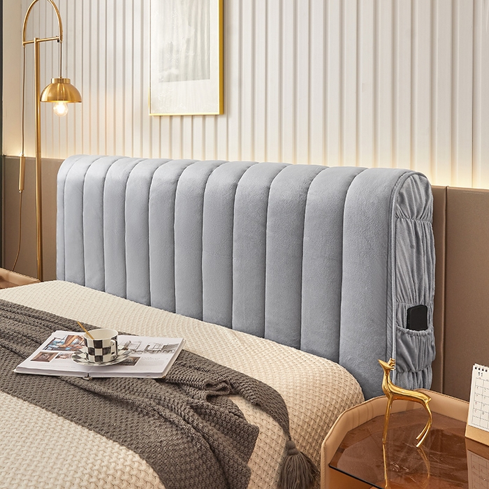 91家纺网 家纺一手货源 找家纺 情恒家纺 2026新款立体防撞双面加厚床头罩条形款 条形款 烟灰