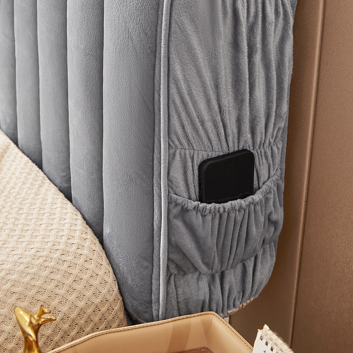 91家纺网 家纺一手货源 找家纺 情恒家纺 2026新款立体防撞双面加厚床头罩条形款 条形款 烟灰