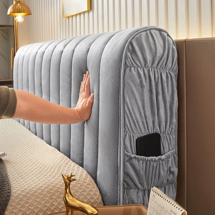 91家纺网 家纺一手货源 找家纺 情恒家纺 2026新款立体防撞双面加厚床头罩条形款 条形款 烟灰